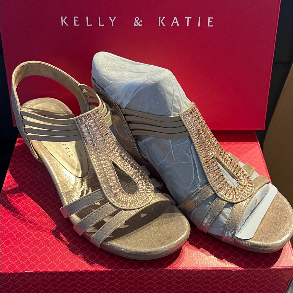 Kelly & Katie Metallic Wedge Sandals